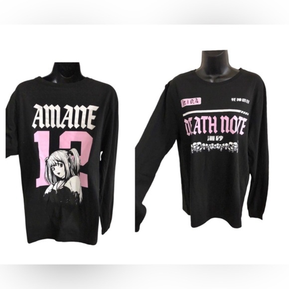 Death Note Misa Amane pink graphic print black long‎ sleeve tshirt size XL new - Picture 8 of 17